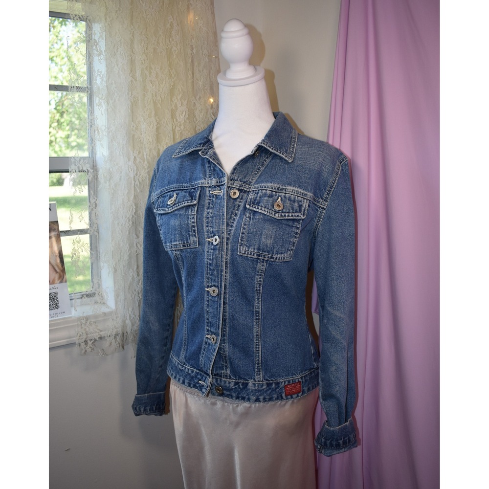 Vintage Guess Jeans Denim Trucker Jacket Made in USA Blue Medium Wash XL 14838